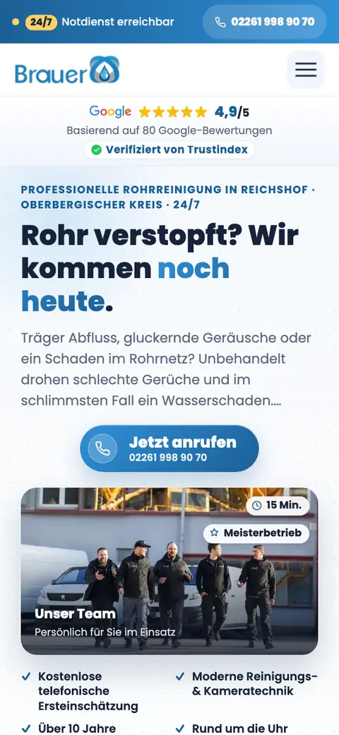 Mobile Ansicht brauer-rohrreinigung.de